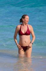 UMA THURMAN in Bikini at a Beach in St. Barts