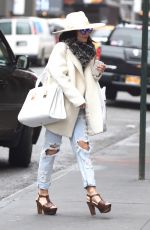 VANESSA HUDGENS in Ripped Jeans Out and About in New York