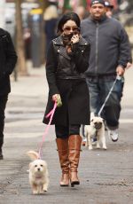 VANESSA HUDGENS Walks Her Dog Out in New York