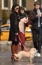 VANESSA HUDGENS Walks Her Dog Out in New York