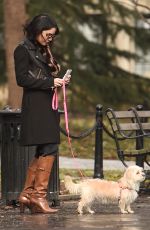 VANESSA HUDGENS Walks Her Dog Out in New York