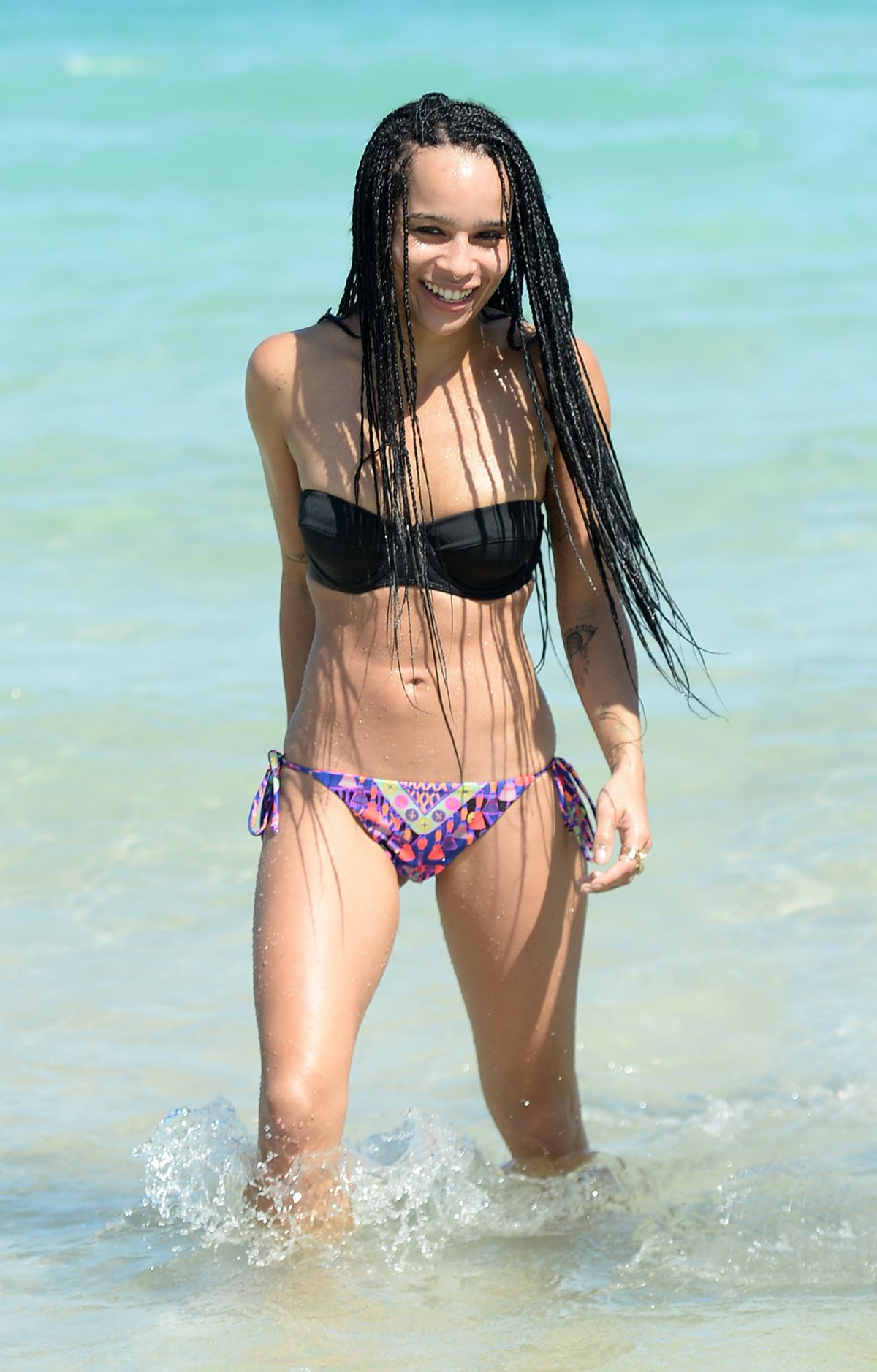 ZOE KRAVITZ in Bikini on the Beach in Miami.