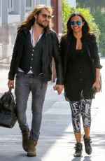 ZOE SALDANA and Marco Perego Out in Santa Monica