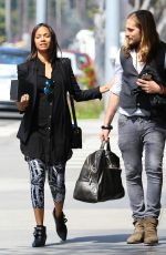 ZOE SALDANA and Marco Perego Out in Santa Monica