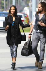 ZOE SALDANA and Marco Perego Out in Santa Monica
