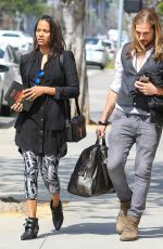 ZOE SALDANA and Marco Perego Out in Santa Monica