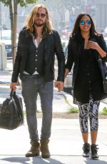 ZOE SALDANA and Marco Perego Out in Santa Monica