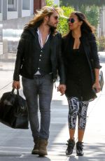 ZOE SALDANA and Marco Perego Out in Santa Monica