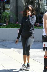 ZOE SALDANA in Leggings Out and About in Hollywood