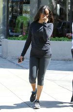 ZOE SALDANA in Leggings Out and About in Hollywood