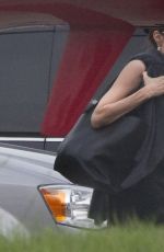 ANGELINA JOLIE Boards at a Private Jet in New Orleans