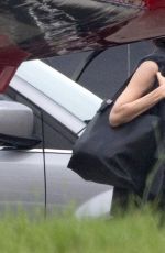 ANGELINA JOLIE Boards at a Private Jet in New Orleans