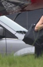 ANGELINA JOLIE Boards at a Private Jet in New Orleans