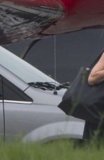 ANGELINA JOLIE Boards at a Private Jet in New Orleans