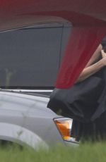 ANGELINA JOLIE Boards at a Private Jet in New Orleans