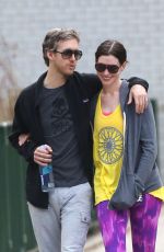 ANNE HATHAWAY Heading to a Gym in New York