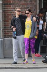 ANNE HATHAWAY Heading to a Gym in New York
