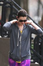 ANNE HATHAWAY Heading to a Gym in New York