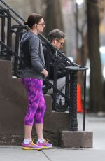 ANNE HATHAWAY Heading to a Gym in New York