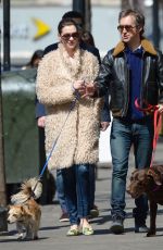 ANNE HATHAWAY Walks Her Dogs Out in New York