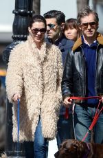 ANNE HATHAWAY Walks Her Dogs Out in New York