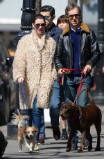 ANNE HATHAWAY Walks Her Dogs Out in New York