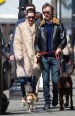 ANNE HATHAWAY Walks Her Dogs Out in New York