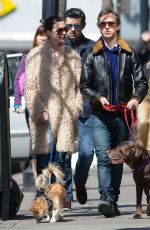 ANNE HATHAWAY Walks Her Dogs Out in New York