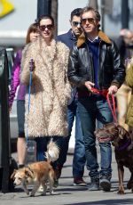 ANNE HATHAWAY Walks Her Dogs Out in New York