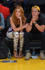 BELLA THORNE and Ryan Nassif  Kissing at Lakers Game in Los Angeles