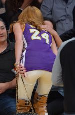 BELLA THORNE and Ryan Nassif  Kissing at Lakers Game in Los Angeles