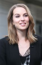 BRIDGIT MENDLER on the Set of Extra in Los Angles