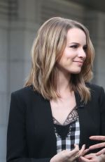 BRIDGIT MENDLER on the Set of Extra in Los Angles