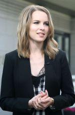 BRIDGIT MENDLER on the Set of Extra in Los Angles