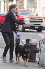 BROOKE SHIELDS Wlaks Her Dog Out in New York