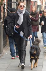 BROOKE SHIELDS Wlaks Her Dog Out in New York