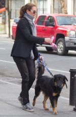 BROOKE SHIELDS Wlaks Her Dog Out in New York