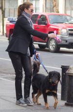 BROOKE SHIELDS Wlaks Her Dog Out in New York