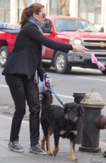 BROOKE SHIELDS Wlaks Her Dog Out in New York