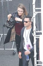 CARA DELEVINGNE on the Set of Taylor Swift