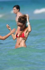 CATT SADLER in Red Bikini on the Beach in Miami