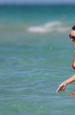 CATT SADLER in Red Bikini on the Beach in Miami