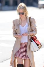 DAKOTA FANNING in Over-the-knee Boots Out in New York