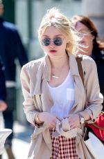 DAKOTA FANNING in Over-the-knee Boots Out in New York