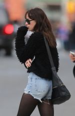 DAKOTA JOHNSON in Jeans Shorts Out in New York