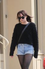 DAKOTA JOHNSON in Jeans Shorts Out in New York