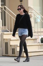 DAKOTA JOHNSON in Jeans Shorts Out in New York