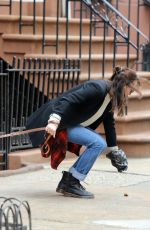 DAKOTA JOHNSON Out and About in New York with Her Dog