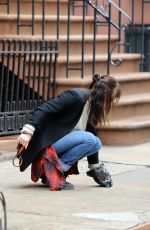 DAKOTA JOHNSON Out and About in New York with Her Dog