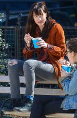 DAKOTA JOHNSON Out with Her Dog at a Park in New York